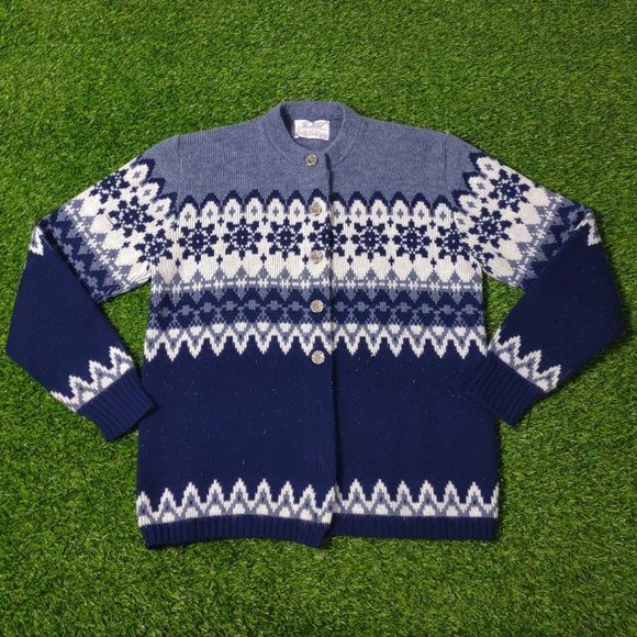 VTG 60S 70S ICELANDIC FAIR ISLE WINTER NORDIC SWEATER MADE IN USA SIZE 38 S/M - Picture 5 of 8